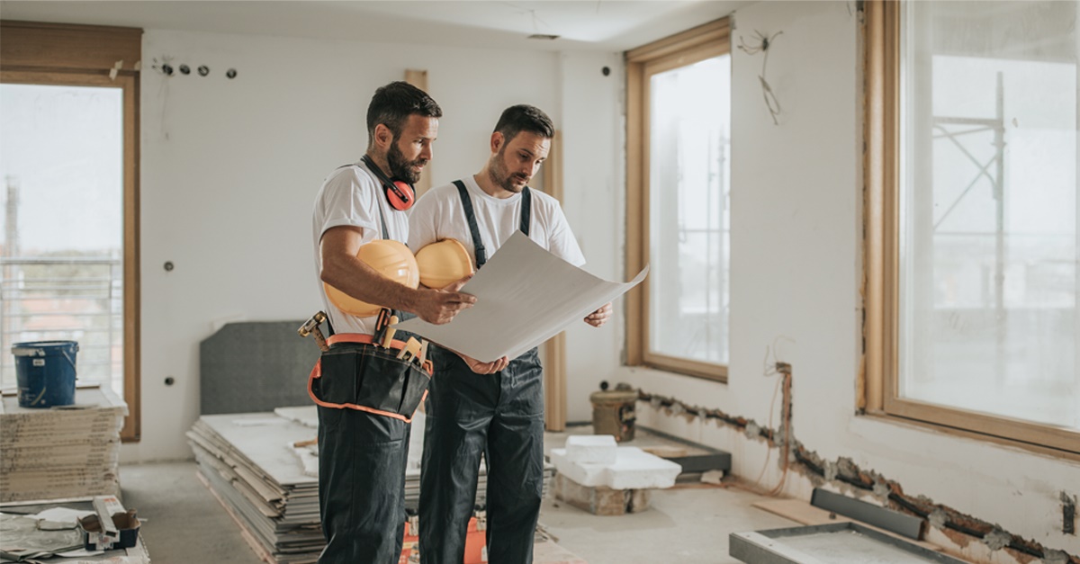 Contractor's examining construction defects.