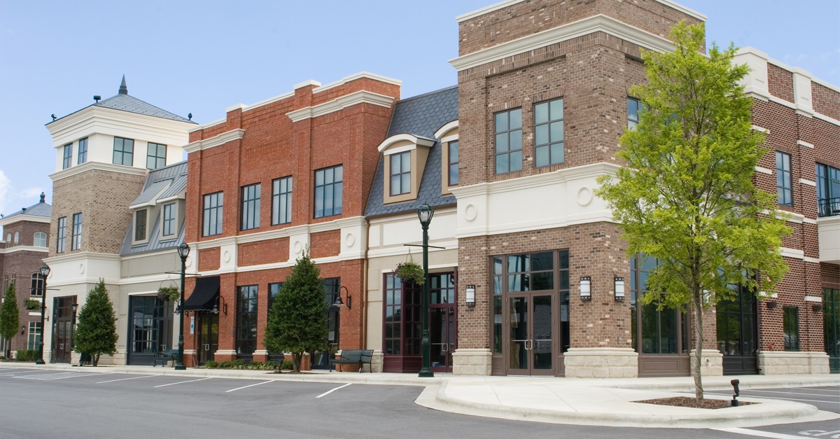 Upscale Strip Mall with Brick Facade