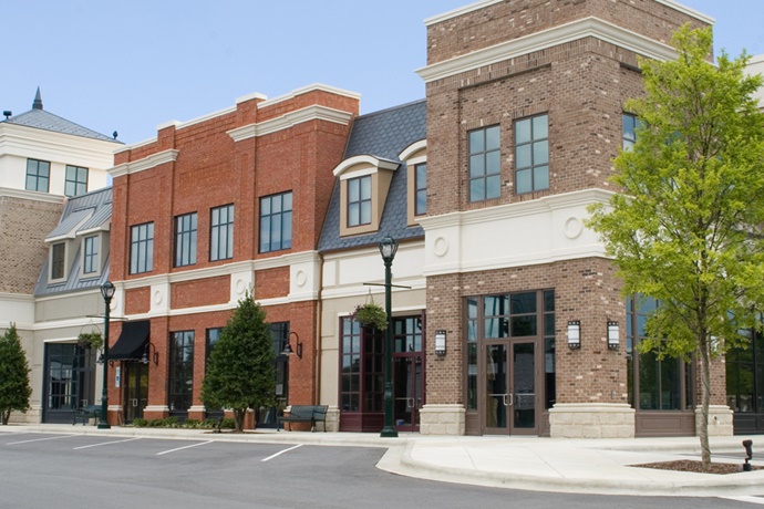 Upscale Strip Mall with Brick Facade